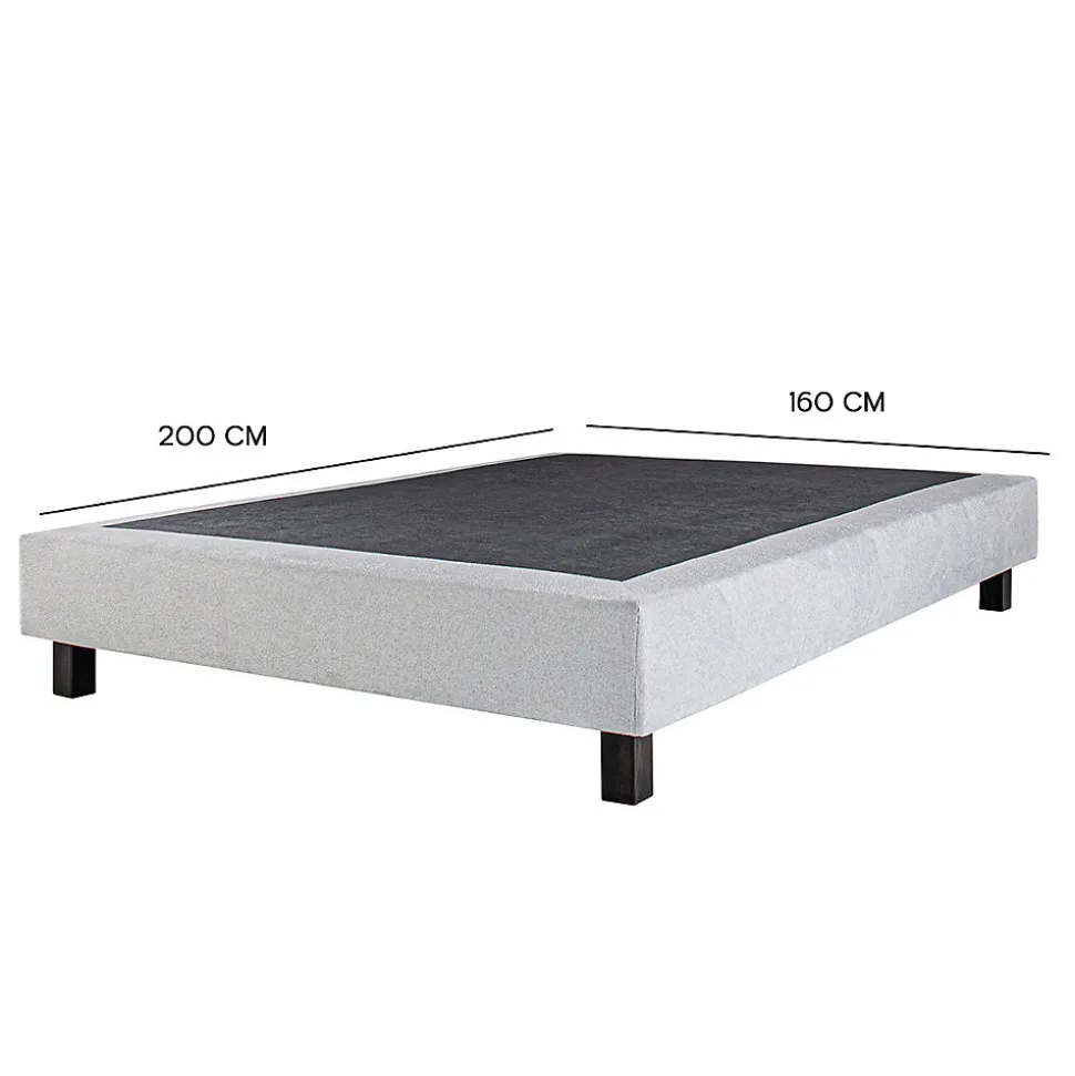 Sommier à lattes avec pieds CELY, tapissier en bois massif couleur gris-longueur 200 x largeur 160 cm