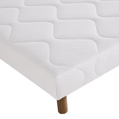 Sommier à lattes avec pieds KEY, tapissier en bois massif couleur blanc - longueur 190 x largeur 140 cm