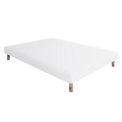 Sommier à lattes avec pieds KEY, tapissier en bois massif couleur blanc - longueur 190 x largeur 140 cm