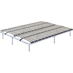 Sommier à Lattes En Acier Avec Bande Stabilisatrice Blanc 180x200 Cm Avec Pieds