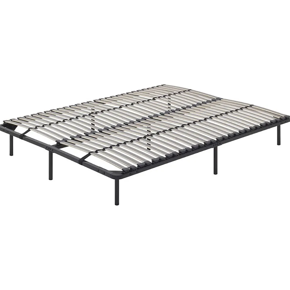 Sommier à Lattes En Acier Avec Bande Stabilisatrice Noir 180x200 Cm Avec Pieds