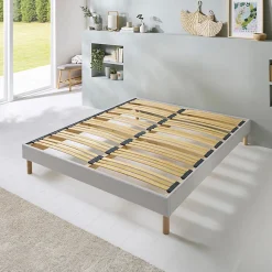 Sommier à lattes en bois Capitole 180x200 cm Coloris Gris clair Livré en kit