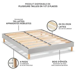Sommier à lattes en bois Capitole 180x200 cm Coloris Gris clair Livré en kit