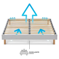 Sommier à lattes en bois Capitole 180x200 cm Coloris Gris clair Livré en kit