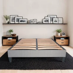 Sommier à lattes en bois Ergostar 140x190 cm Coloris Gris clair Livré en kit