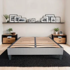 Sommier à lattes en bois Ergostar 160x200 cm Coloris Gris clair Livré en kit