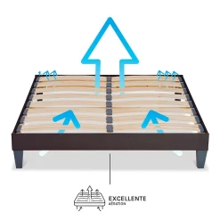 Sommier à lattes en bois Kit15 140x190 cm Coloris Gris anthracite Livré en kit