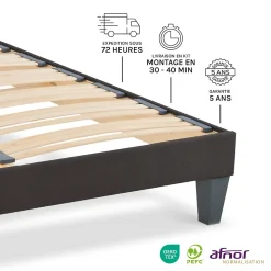 Sommier à lattes en bois Kit15 200x200 cm Coloris Gris anthracite Livré en kit