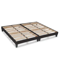 Sommier à lattes en bois Kit15 2x120x220 cm Coloris Gris anthracite Livré en kit
