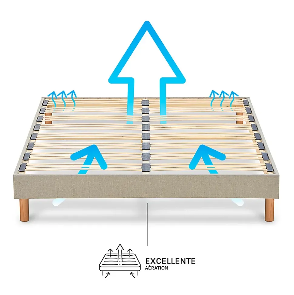 Sommier à lattes en bois Lino 160x200 cm Coloris Beige Livré en kit