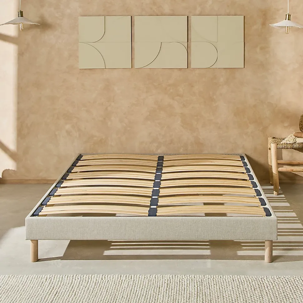 Sommier à lattes en bois Lino 160x200 cm Coloris Beige Livré en kit