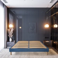 Sommier à lattes en bois Lumière 140x190 cm Coloris Bleu marine Livré en kit