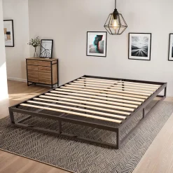 Sommier à lattes en métal Leonidas 140x190 cm Coloris Noir Livré en kit