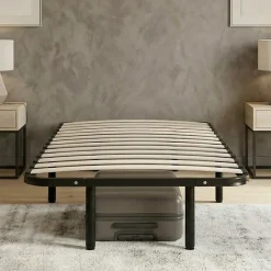 Sommier à lattes en métal Somkit 90x200 cm Coloris Noir Livré en kit