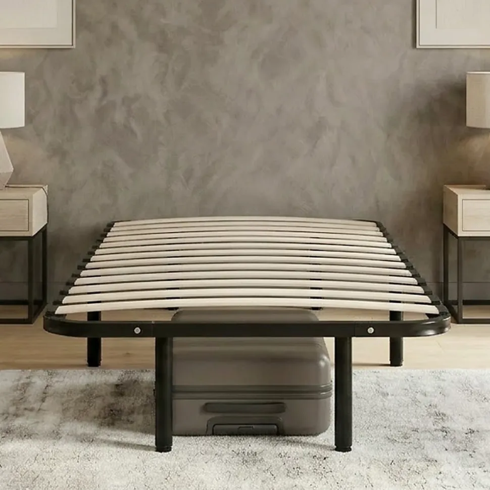 Sommier à lattes en métal Somkit 90x200 cm Coloris Noir Livré en kit