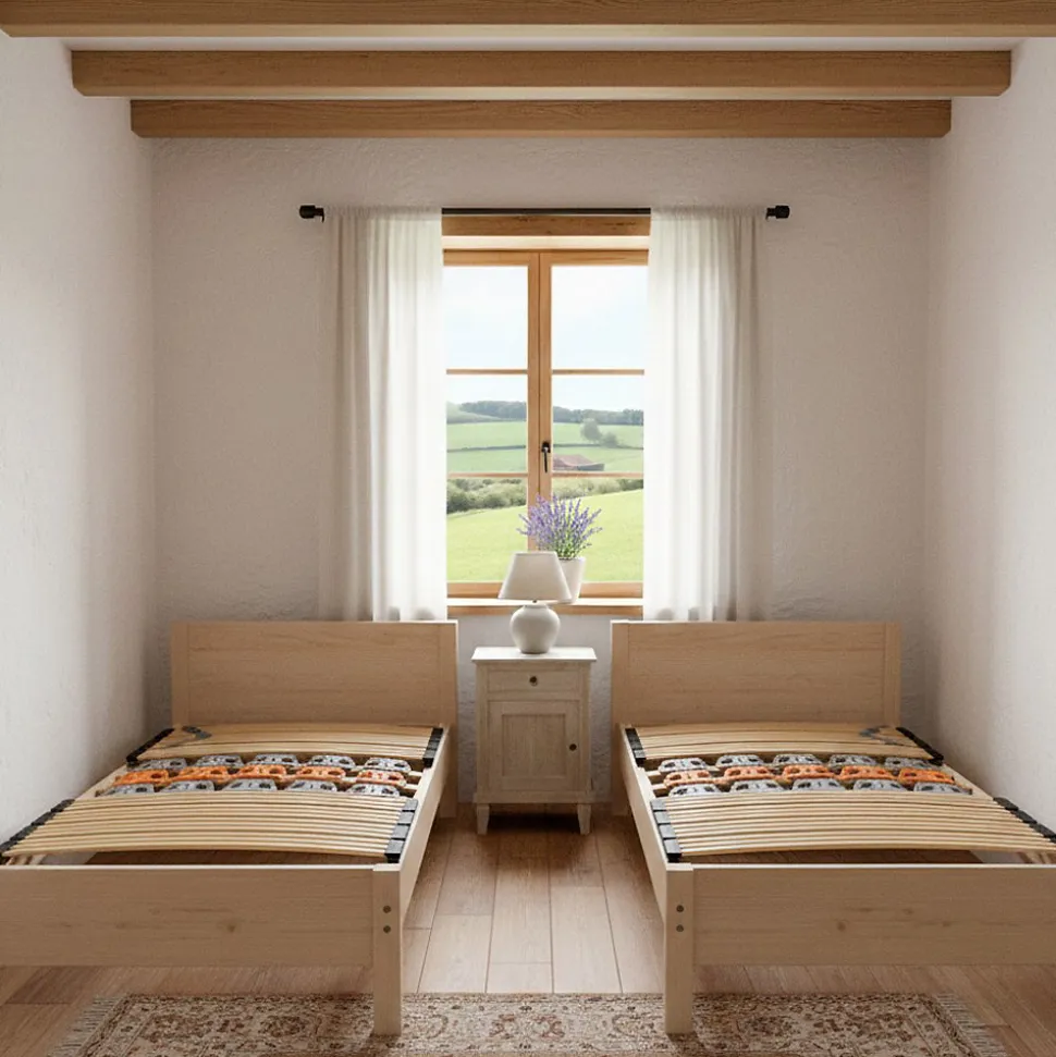 Sommier à Lattes Ergonomique En Bois Avec Plots De Soutien 7 Zones De Confort 120x200 Cm