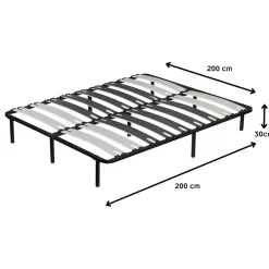 Sommier à Lattes Larges 200x200 Cm Avec Pieds