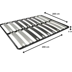 Sommier à Lattes Larges 200x200 Cm Sans Pieds