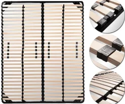 Sommier à lattes multiplis résistant fermeté réglable 160X200 cm