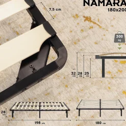 Sommier à Lattes Robuste Avec Pieds En Acier - Montage Facile - 180x200 Cm Noir