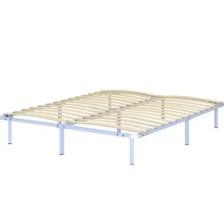 Sommier à Lattes Robuste Avec Pieds En Acier - Montage Facile - 160x200 Cm Blanc