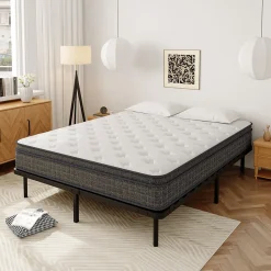 Sommier à Lattes sur Pieds,7 Pieds Inclus, Lit 2x14 Latte,160x200 CM