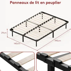 Sommier à Lattes sur Pieds, Lit 2x13 Lattes,7 Pieds Inclus,140x190CM Dewinner
