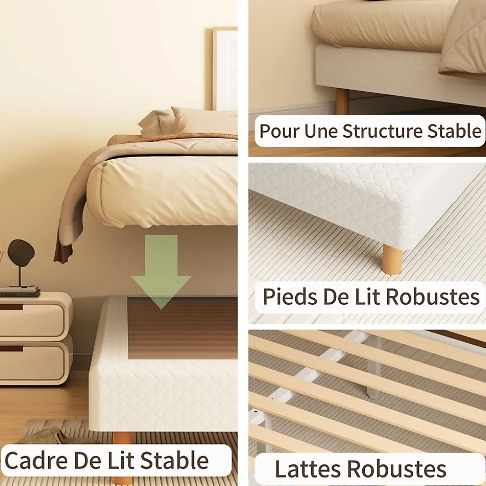 Sommier à Lattes 160x200 cm, 9 pieds, 2x14 lattes