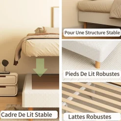 Sommier à Lattes 140x200 cm, 9 pieds, 2x14 lattes