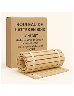 SOMMIER à LATTES 140x200 ou 140x190 SOMMIER à LATTES sur ROULEAU LATTES pour L