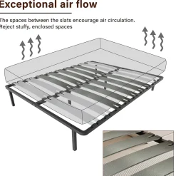 Sommier à Lattes 160x200cm, 20 lattes bois, 6 Pieds Inclus