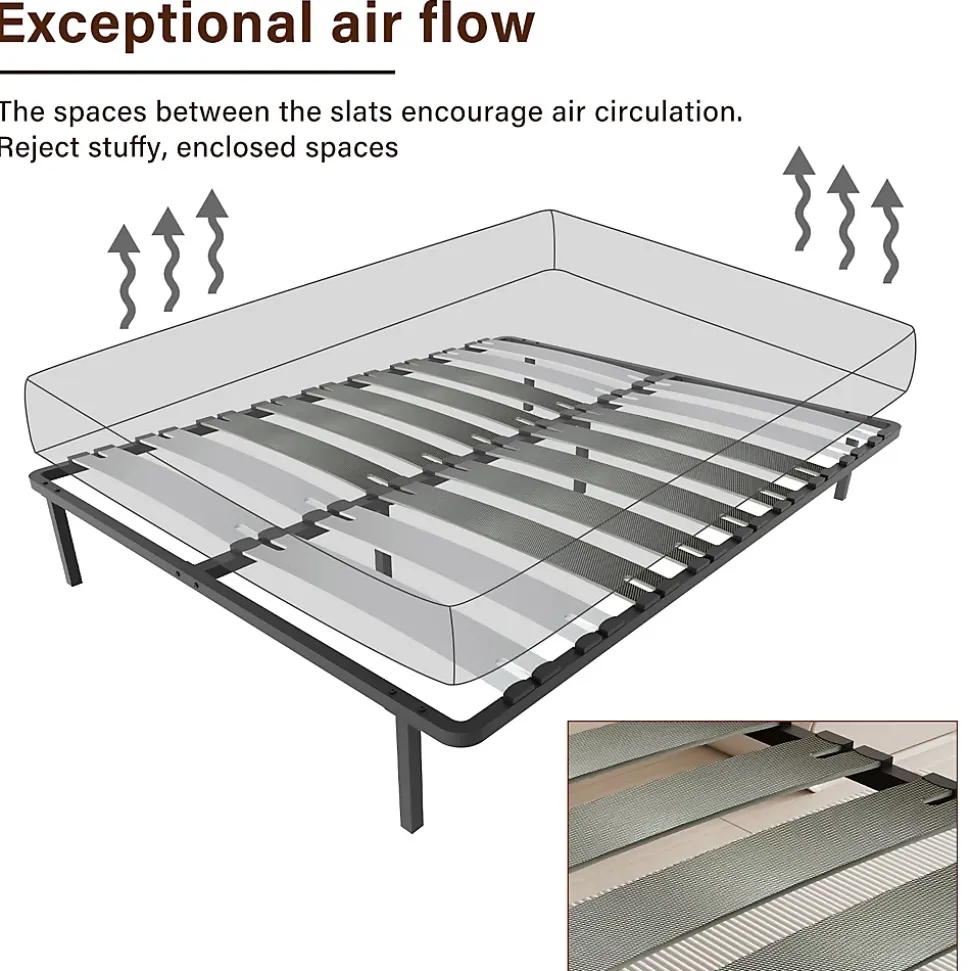 Sommier à Lattes 160x200cm, 20 lattes bois, 6 Pieds Inclus