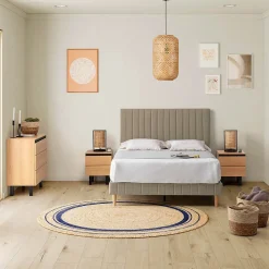 Sommier + tête de lit Eris 160x200 cm Beige