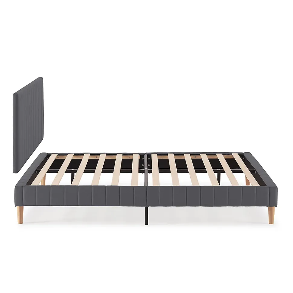 Sommier + tête de lit Eris 140x190 cm Gris foncé