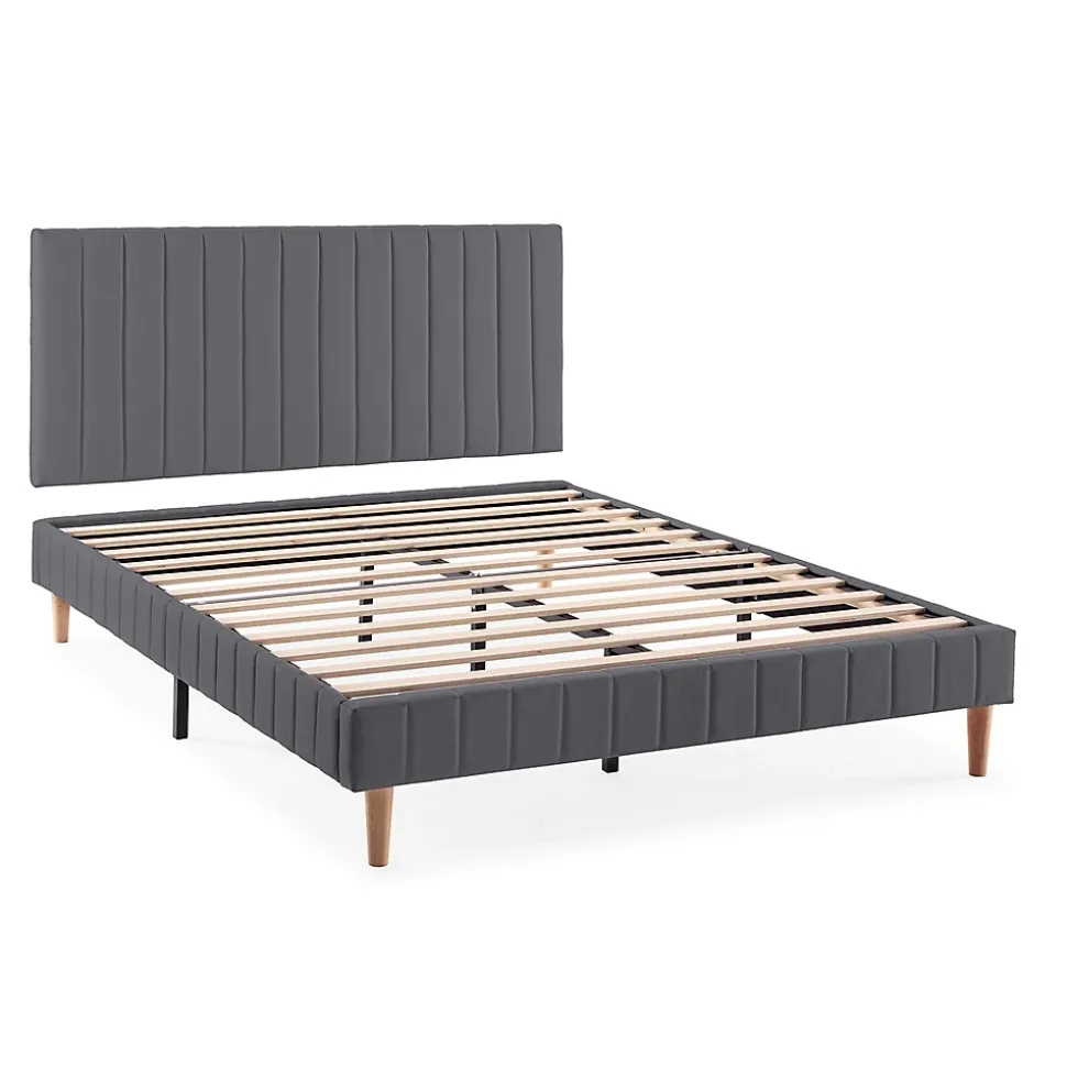 Sommier + tête de lit Eris 140x190 cm Gris foncé