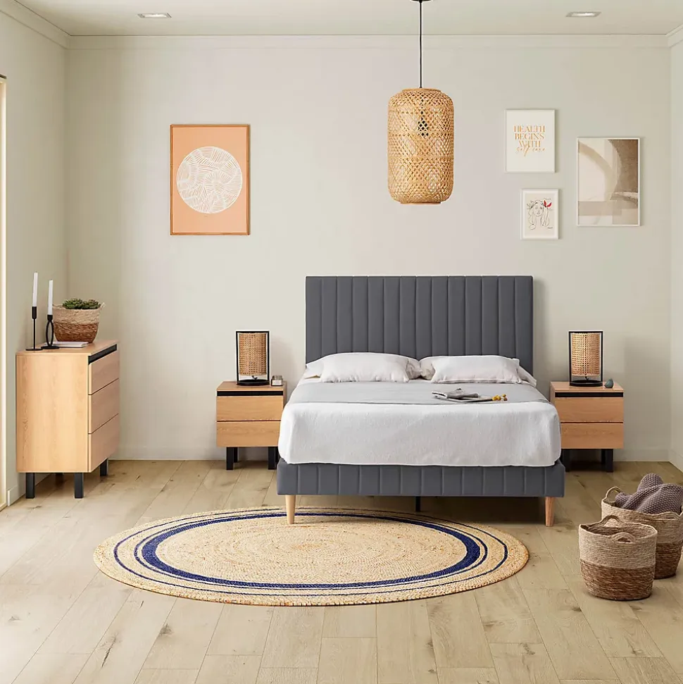 Sommier + tête de lit Eris 140x190 cm Gris foncé