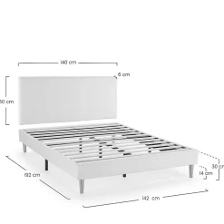 Sommier + tête de lit Niebla 140x190 cm Beige