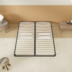 Sommier 140 x 200 cm à lattes en bois - Renfort lombaire - 7 Pieds - Résistant, stable et durable