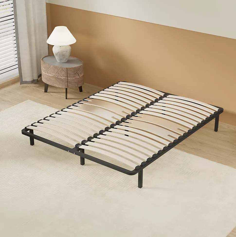 Sommier 140 x 200 cm à lattes en bois - Renfort lombaire - 7 Pieds - Résistant, stable et durable