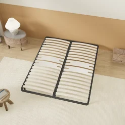 Sommier 160 x 200 cm à lattes en bois - Renfort lombaire - 7 Pieds - Résistant, stable et durable