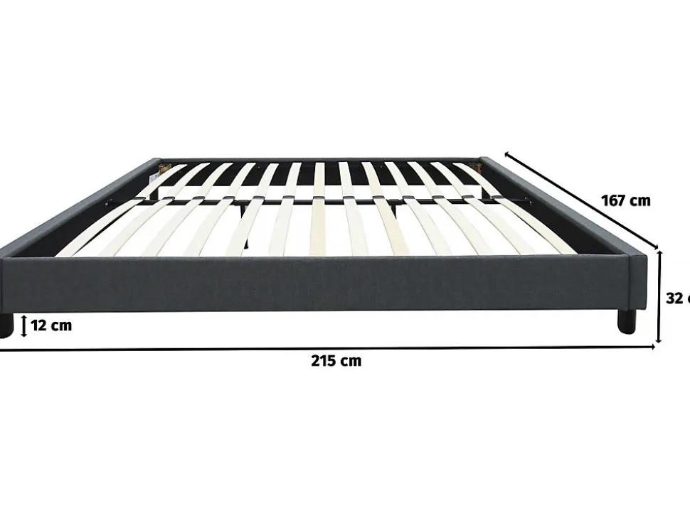 Sommier "Andy" en tissu 160 x 200 cm Gris anthracite