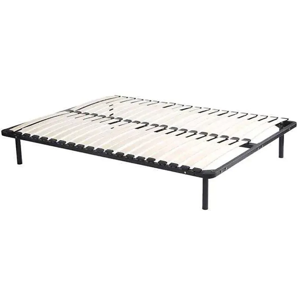 Sommier cadre à lattes 140 x 200 cm - 2x19 lattes - Sans pieds - Noir - KALISTA de YSMÉE