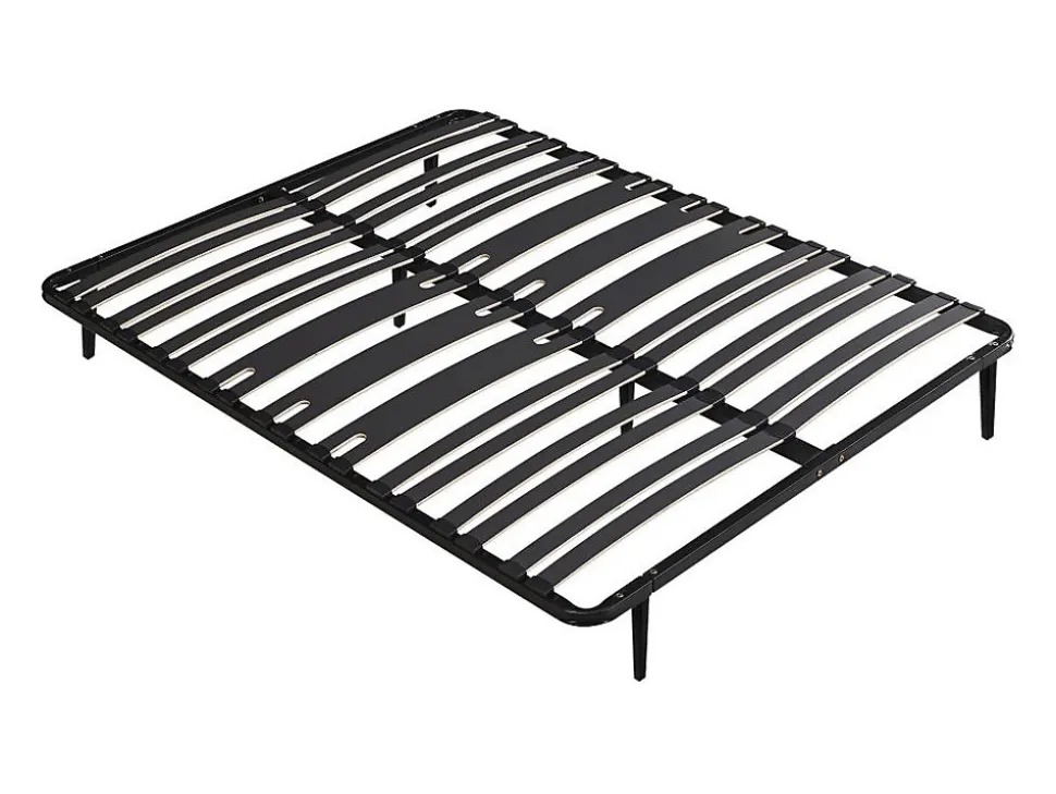 Sommier cadre à lattes 160 x 200 cm - 2 x 15 lattes - 3 zones soutien lombaire renforcé - Avec pied - Noir - CERRISI de YSMÉE