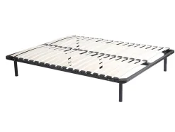 Sommier cadre à lattes 140 x 190 cm - 2x19 lattes - Avec pieds - Noir - KALISTA de YSMÉE