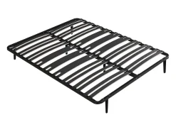 Sommier cadre à lattes 140 x 190 cm - 2 x 15 lattes - 3 zones soutien lombaire renforcé - Avec pied - Noir - CERRISI de YSMÉE