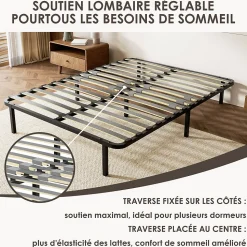 Sommier cadre à lattes 140x190 cm, 2x14 rangs