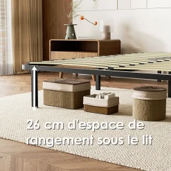 Sommier cadre à lattes 140x190 cm, 2x14 rangs