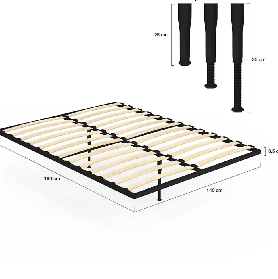 Sommier cadre métal à lattes fixe 140 x 190 cm