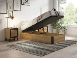 Sommier coffre 90 x 190 cm - Naturel clair et noir - NAMOSI de YSMÉE