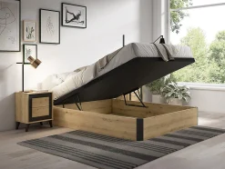 Sommier coffre 120 x 200 cm - Naturel clair et noir - NAMOSI de YSMÉE